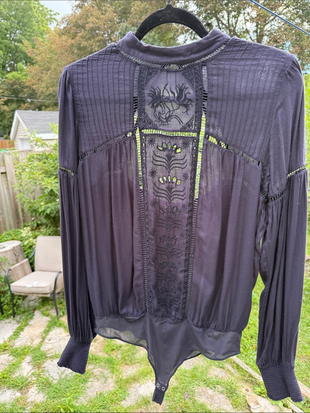 Free People Intimately Look Inside Embroidered Lace Long Sleeve Bodysuit